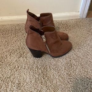 Brown suede booties perfect for a night out